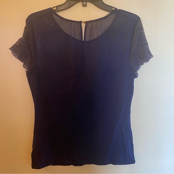Express - Womens Size: Large | Royal Blue Chiffon and Lace Neck Detail (NWT) - Picture 3 of 11